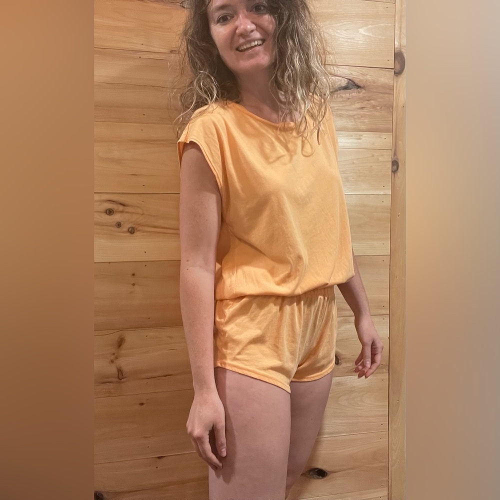 FP Beach Casual Orange Beach Lounge Romper Size S